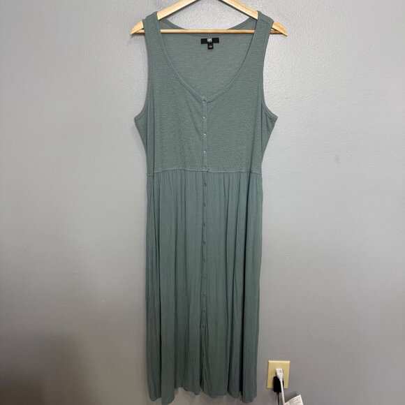 FRYE teal tank button midi dress size L - Picture 2 of 7